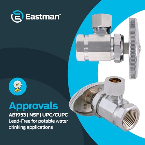 Eastman 3/8 Inch OD Compression x 3/8 Inch FIP Compression Multi-Turn Angle Stop Valve, Brass Plumbing Fitting, Chrome, 04319LF - size: 3/8 in. OD x 3/8 in. FIP