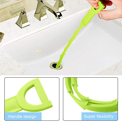 Snake Drain Hair Clog Remover Tool,34 Inch Stainless Steel Claw and 3 Pack 19. 7 Inch Plastic Sink Unclogger Tool, Sink Drain Cleaner for Kitchen, Tub Toilet (3+1) - style: Green 3pcs Sink Snake+Steel Claw