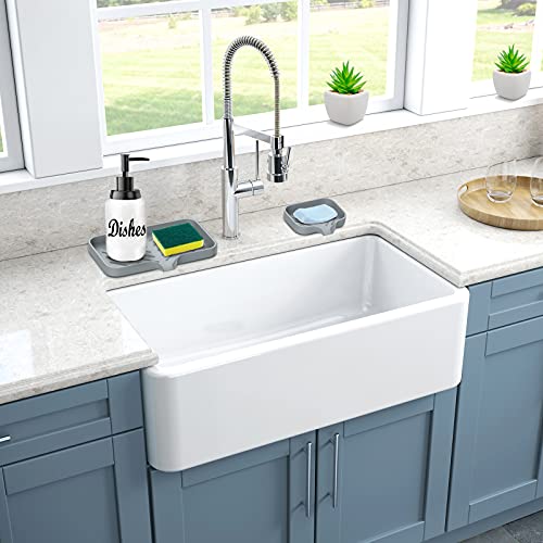 Kitchen Soap Tray,Kitchen Sink Tray Sponge Tray Kitchen Sponge Holder Self Draining Premium Silicone Soap Holder for Bathroom Counter Sink Caddy Organizer for Dish Soap Bottle,Soap Dispenser - color: Trgy