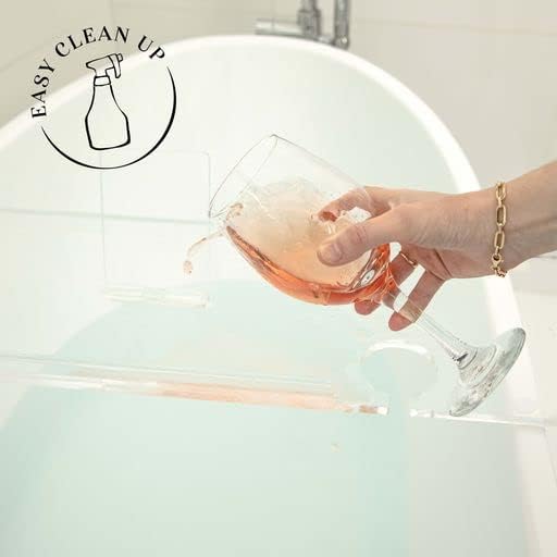 38" Supreme - Clear Acrylic Bathtub Tray Caddy Tub Shelf, Spa Board Luxury Bathroom Bath tub Table, Fits Across Bathtubs, Book, iPad and Wine Glass Holder (Supreme, 38") - size: 38"