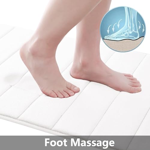 Buganda Memory Foam 3 Pieces Bathroom Rugs Set - Thick Soft Absorbent Bath Mats, Washable Small/Large/Contour Bath Rugs (24" x 16" + 30" x 20" + 24" x 20", White) - color: White, size: 24" X 16" + 30" X 20" + 24" X 20"
