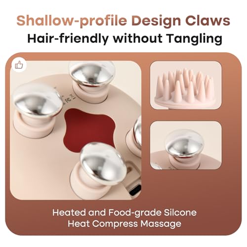 arboleaf Heated Scalp Massager Head Massager Scalp Stress Relax Hair Massager with Heat Cordless Kneading Massage Cat Massager, Gift for Mom Dad - color: Pink