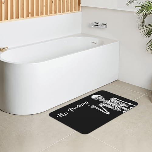 Skull Bath mats Quick Dry Absorbent Bath Rugs Rubber Non Slip Bath Mat for Bathroom Floor Tub Shower Sink 16"×24" - color: Skull, size: 16"x24"