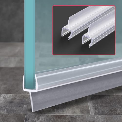 Shower Room Glass Door Bottom Gap Seal Strip for 3/8 Inch Glass, 27.5" Long Sweep Stop Shower Leaking - size: 3/8"/10mm