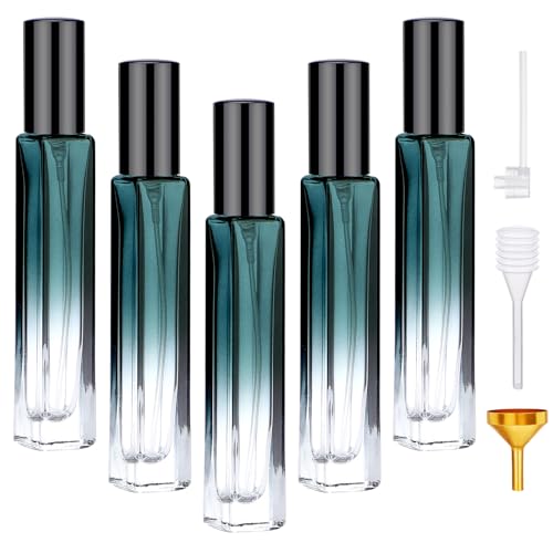 Segbeauty Refillable Perfume Bottle Travel, 5pcs 10ML Mini Glass Spray Bottles for Perfume, Empty Fine Mist Cologne Sprayer Portable Sample Container Atomizer for Dispensing Toilteries Liquid Cosmetic - color: Green, style: Mini Bottle Set