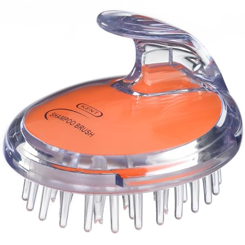 Kent SH1 ORG Scalp Scrubber Hair Brush and Scalp Exfoliator Brush for Distributing Shampoo and Conditioner, Shower Scalp Massage Tool and Hair Growth Brush Shower Brush with 42 Soft Rubber Bristles - color: Orange, size: 2 Pack