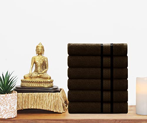COTTON CRAFT Ultra Soft Hand Towels - 6 Pack - 16x28-100% Cotton Face Towels - Absorbent Quick Dry Everyday Luxury Hotel Bathroom Kitchen Spa Gym Shower Pool Camp Picnic - 580 GSM - Chocolate Brown - color: Chocolate, size: 6 Pack Hand Towels