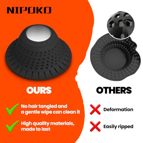 Shower Drain Hair Catcher - Bathtub Drain Cover Foldable Silicone，Shower Drain Protector for Pop-Up and Regular Drains of Shower,Tub, Bathroom, Sink, Silver-Black - color: Silver-black