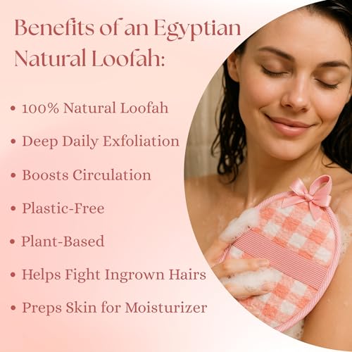 SERRENTO Loofah Women Body Scrub - Luffa Bath Pads, Pink & Beige, 2 Count - color: Pink and Beige