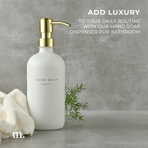 MaisoNovo Soap Dispenser 1-Piece Set | 16.9oz White Bottles with Gold Stainless Steel Pump Core - color: White/Gold