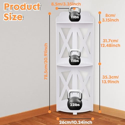 ShellKingdom Toilet Paper Stand, Corner Shelf Stand, Small Bathroom Storage Cabinet for Bathroom, Home, Small Space, Corner Shelf, White
