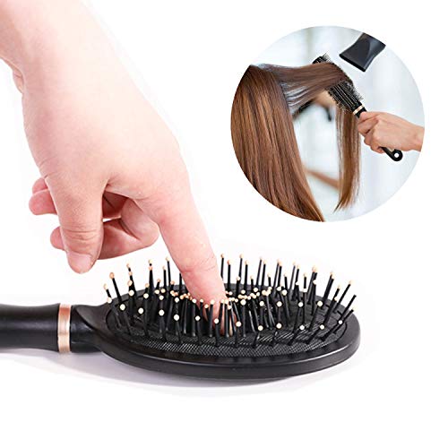 Pack of 4 Anti-Static Hair Tools for Women, Men & Kids: Oval Comb, Round Vent Brush, Detangling Paddle Brush for Wet/Dry Hair Massage & Shine, QXDAI-10