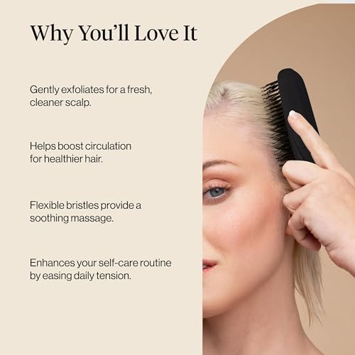 Kitsch Scalp Renewal Brush - Exfoliating & Scalp Massager for Hair Growth, Gentle Head Massage Brush to Remove Buildup, Boost Circulation & Relaxing Head Scrubber for Washing Hair - Black - color: Black