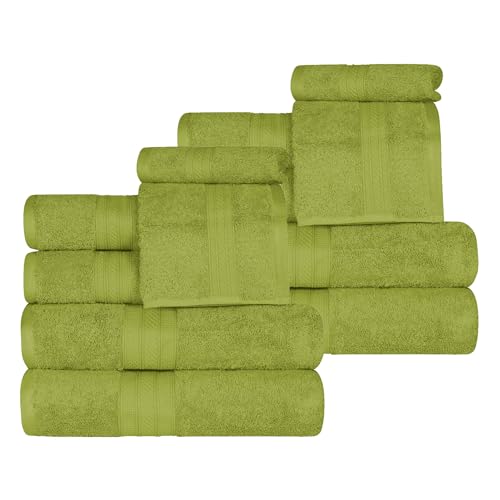 Superior Atlas Cotton 12 Piece Towel Set, Luxury Towels, Heavyweight, Bathroom Essentials, Basics, Spa, Hotel, Resort, Plush, Highly Absorbent, 4 Bath, 4 Hand, 4 Face Towels, 12PC Set, Green Essence - color: Green Essence, size: 12-Piece Towel Set