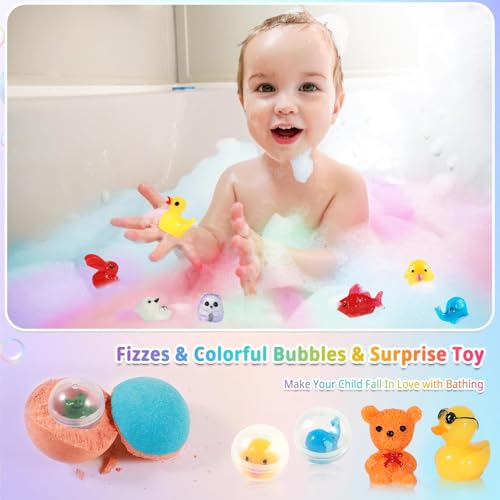 Bath Bombs for Kids with Surprise Inside, 24 Pack Kids Bath Bombs with Toys Inside Gift Set, Kid Bubble Bath Fizzy for Girls Boys with Bath Toys - color: Colorful