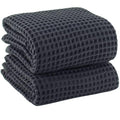 PÜSKÜL Natural 100% Turkish Cotton Waffle Bath Towels Set of 2-Piece | 32x63 inch Extra Large Absorbent Quick-Dry Lightweight Spa Towel | Luxury Sauna Accessories (Dark Gray Bath Towels - Pack of 2) - color: Dark Gray