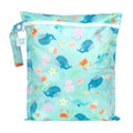 Bumkins Waterproof Wet Bag for Baby, Travel, Swim Suit, Cloth Diapers, Pump Parts, Pool, Beach, Gym Clothes, Toiletry, Hook to Stroller, Daycare, Zipper Reusable Wetdry Packing Pouch, Ocean Life Blue - color: H5 Ocean Life, style: Wet Bag
