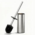Toilet Brush and Holder Set, NEWRAIN Stainless Steel Toilet Brush with Long Brush Handle, Brushed Nickel Toilet Scrubber and Covered Holder, Round Design Sturdy and Space Saving, Covered Brush - color: Brushed Nickel