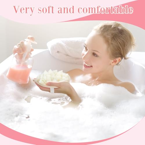 Boao 6 Pcs Bath Shower Pouf Sponge Mesh Pouf Shower Ball Exfoliating Body Sponge Pad Scrubber Glove with Flower Bath Ball (Khaki,Dark Brown,Beige) - style: Khaki, Dark Brown ,Beige