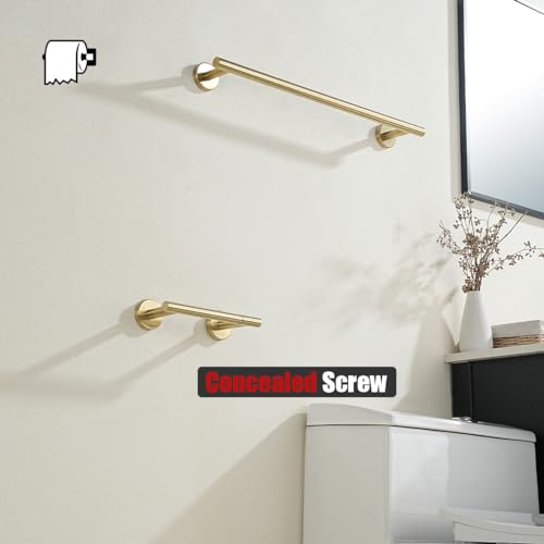 JQK Gold Toilet Paper Holder, Double Post Pivoting Tissue Holder Wall Mount, 304 Stainless Steel Hold Mega Rolls, TPH150-BG - color: Brushed Gold