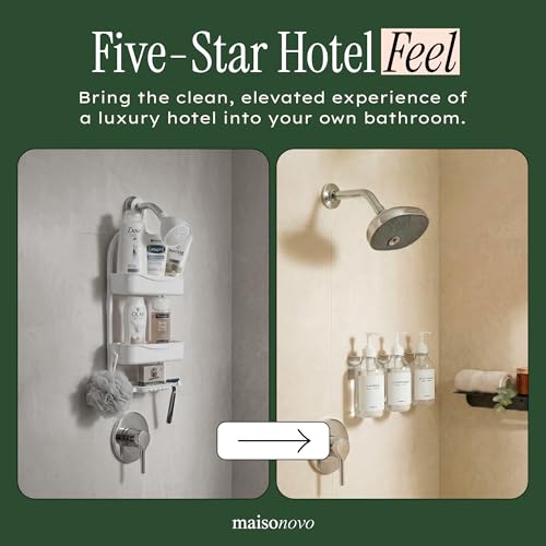 Shampoo and Conditioner Dispenser Wall Mounted Set of 2 Clear - No Drill Shower Soap Dispenser for Bathroom Refillable - Spa Hotel Style Accessories by MaisoNovo - color: Clear Set of 3