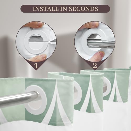 Yiatn No Hook Dark Green Double Shower Curtain with Snap in Fabric Liner Set - Hotel Style with See Through Mesh Top Window, Modern Geometric Waterdrop Design,Waterproof and Washable, 71x74 INCH - color: Dark Green, size: 71"W x 74"L (Pack of 1)