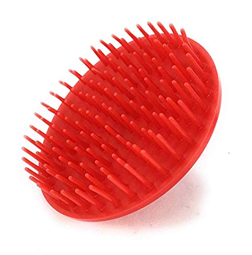G.B.S Red Scalp Massager Shampoo Brush for Deep Cleaning Men's Hand Brush Plastic Growth Beard Brush Pet Grooming Round Palm Brush - color: Red