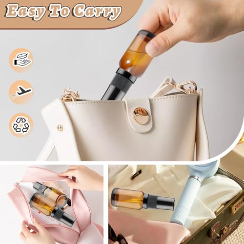 12 Pcs Amber Glass Pump Bottle Refillable Lotion Foundation Container Cosmetic Dispenser with Press Pump for Essence Lotion Travel - 15ml/0.5oz - size: 15 ml