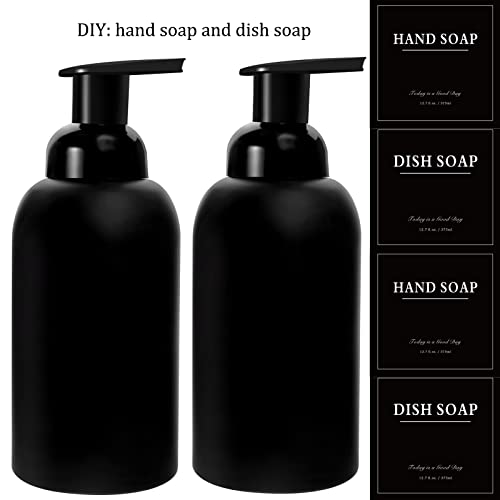rejomiik 2 Pack Foaming Thick Glass Foam Hand Soap Dispenser for Bathroom or Kitchen Sink, 13 oz Pump Bottles for Hand soap, Body Wash, Matte Black - color: Black