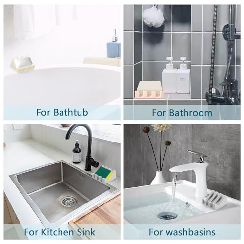Soap Dish Holder for Shower with Suction Cup, Silicone Soap Holder & Saver Self-Draining Bar Soap Dish Keeps Soap Dry for Bathroom, Kitchen, Bathtub, Extends Soap Life (CreamWhite-2Pack) - color: Cream White - 2 Pack