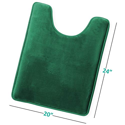 Clara Clark Bathroom Rugs, Velvet Memory Foam Bath Mat, Non-Slip, Machine Washable Bath Rugs - Dries Quickly, Ultra Soft Plush Bath Mats for Bathroom, 20 x 24, Hunter Green - color: Hunter Green, style: Contour