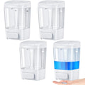 Hushee 4 Pcs Plastic Wall Mounted Soap Dispenser Commercial Manual Soap Containers Wall Dispenser for Kitchen Shower Hotel Liquid Shampoo Gel Chamber(27 oz 800 ml,White) - color: White, size: 27 oz 800 ml