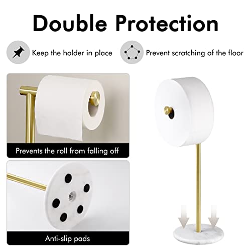 KES Gold Toilet Paper Holder Stand Tissue Roll Holder with Modern Marble Base, SUS304 Stainless Steel Brushed Gold Finish BPH284S1-BZ - color: Brushed Gold, size: 20.6"H