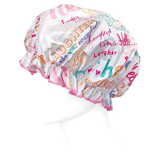 allydrew Reusable Women's Waterproof Shower Caps for Long Hair, Hello Laughter - color: Hello Laughter