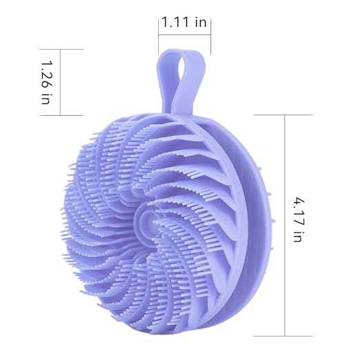 Douji Double-Sided Silicone Body Scrubber Shower Bath Brush, Handheld Cleansing Skin Brush for Sensitive Kids Women Men All Kinds of Skin（Purple） - size: Purple