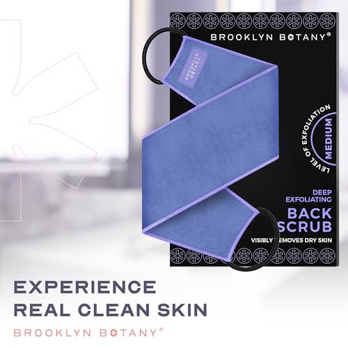 Brooklyn Botany Exfoliating Back Scrubber for Shower and Bath with Handles – Heavy Duty Exfoliating Body Scrubber for Massage and Dead Skin Remover for Body – 32.5” x 5” - style: 1 Back Srubber