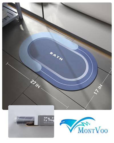 MontVoo Bath Mat - Non Slip, Quick Dry, Stain Resistant Bath Mat Rug for Bathroom Floor - Easy Care Shower Rug for Outside Bathtub - 17"x27" Navy - color: Navy, size: 17"x27"
