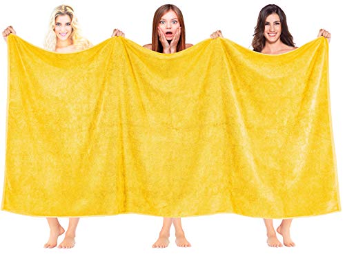 100% Cotton Oversized 40x80 Bath Sheet, Turkish Bath Towels for Bathroom Extra Large, Yellow Bath Sheet - color: Yellow, size: Bath Sheet 40x80"