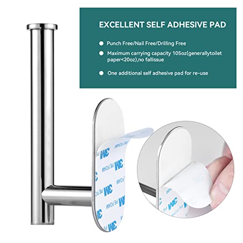 YUET Toilet Roll Holder Self Adhesive Holders Tissue 3M Stand Hanger Bathroom, Kitchen, Washroom Premium Thicken SUS-304 Stainless Steel, No Drilling Strong Adhesiveness Rustproof (Polished Chrome) - color: Polished