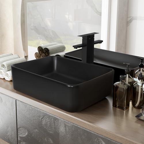 48 inch Barn Door Bathroom Vanity with 6 Drawers, Farmhouse Style Standing Pedestal Cabinet with Two Black Ceramic Vessel Sinks - color: Black Ceramic Sink, size: 48"