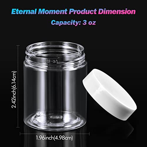 Eternal Moment 36 Pack 3 OZ Plastic Jars Round Clear Cosmetic Container Jars with White Lids, Perfect for Lotion, Slime，Cream, Ointments, Makeup, Eye Shadow, Samples, Pot, Travel Storage - color: White Lid, size: 3 Ounce