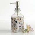 BOPPIE Handcrafted Mosaic Glass Soap Dispenser, Modern Countertop Hand & Dish Soap Dispenser for Bathroom/Kitchen, Refillable Liquid Soap Bottle with Stainless Steel Rust Proof Pump (Colorful Dots) - color: Colorful Dots