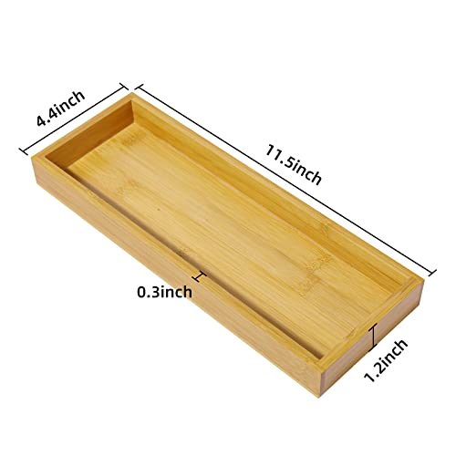 Natural Bamboo Vanity Tray, Sink Tray, Smooth and Thick Wooden Tray for Toilet Tank and Bathroom Counter Top, Kitchen Decor Wood Holder and SPA Home, 11.5x4.4x1.2 inches - size: 11.5" x 4.4" x 1.2"