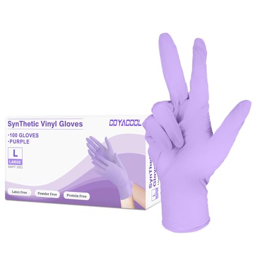 Disposable Gloves Large, Nitrile and Vinyl Blend Material Gloves, Latex Free 4 Mil 100 Pc Food Grade Glove for Cleaning, Food Prep,Hair Dye,Tattoo, Purple - color: Purple, size: Large-100pc