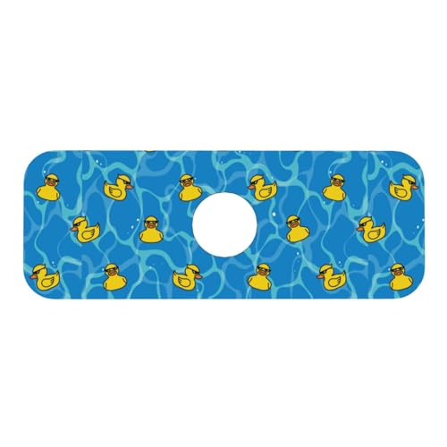 Duck Sunglasses Yellow Cool 15" X 5.5" Kitchen Sink Splash Guard Faucet Faucet Guard Draining Mat Sink Splash Guard Faucet Kitchen Bathroom - color: Duck Sunglasses Yellow Cool