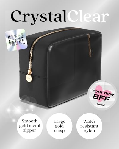 Clear Cosmetic Bags Set of 3, Mini Small Large Makeup Bags For Women Clear Pouch Cosmetics Cases Zipper Cute Pouches Make Up Travel Toiletry Essentials Preppy Purse Organizer Makeup Cases, Black | Large, Medium & Small Clear Nylon/PVC Cosmetic Bags with Z