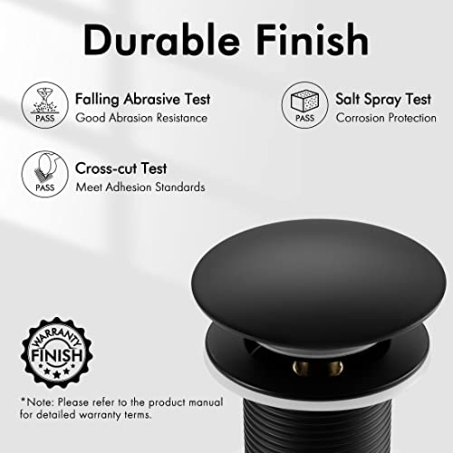 KES Black Sink Drain Without Overflow, Bathroom Sink Stopper, Pop Up Drain Vessel Sink, 2 Pack, Matte Black, All Metal Rustproof Brass and 304 Stainless Steel, for 1.6"-1.9" Sink Hole, S2008D-BK-P2 - color: Matte Black, style: NO Overflow, 2 Pack