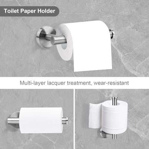 Brushed Nickel Bathroom Hardware Accessories Set 5 Piece, Stainless Steel Bath Towel Bar Set 24 Inch,Toilet Paper Holder,Towel Ring Holder,Towel Rack Set, Brushed Nickel - color: Brushed Nickel