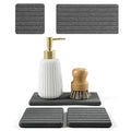 3 Pack Diatomite Stone Sink Tray, Water Absorbing Mat for Kitchen & Bathroom Counter, Quick Dry Soap Dish Makeup Vanity Caddy,Sponge Holder Organizer, Dark Gray 1pc of 8"x 3.8" and 2pcs of 3.8"x 3.8" - color: 3 Pack - Dark Gray - 1pc of 8"x 3.8" and 2pcs
