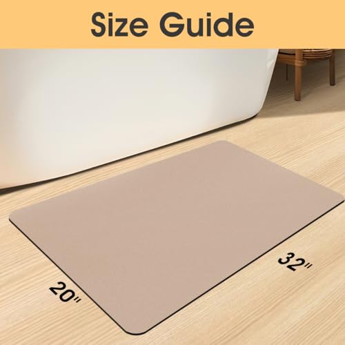 ACCUMTEK Non Slip Bath Mat, Thin Bathroom Rugs Fit Under Door, Quick Dry Bath Mats, Machine Washable Bath Rugs for Bathroom, Bathtub & Kitchen, Bathtub & Kitchen, Taupe/Solid/32 x20 - color: Taupe, size: 1'8" x 2'8" (Rectangular)